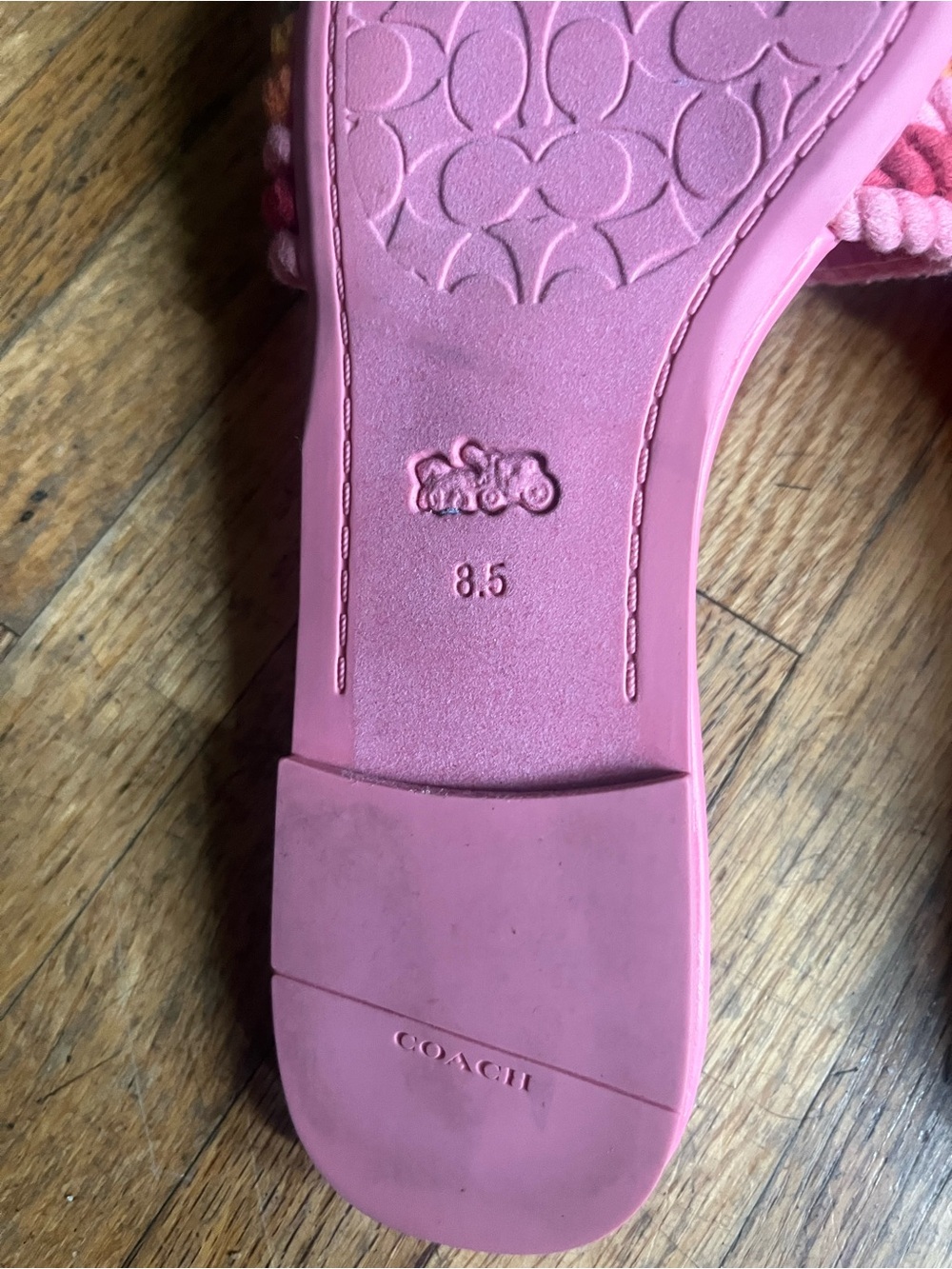 Coach Pink Slide Sandals with Rainbow Rope Straps - Picture 4 of 5